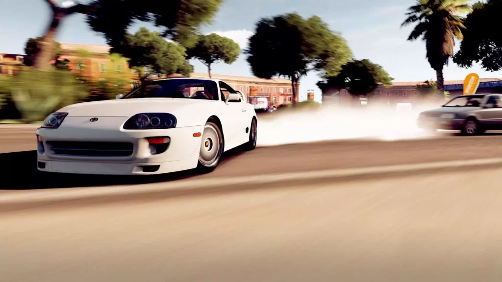 white toyota supra drifting